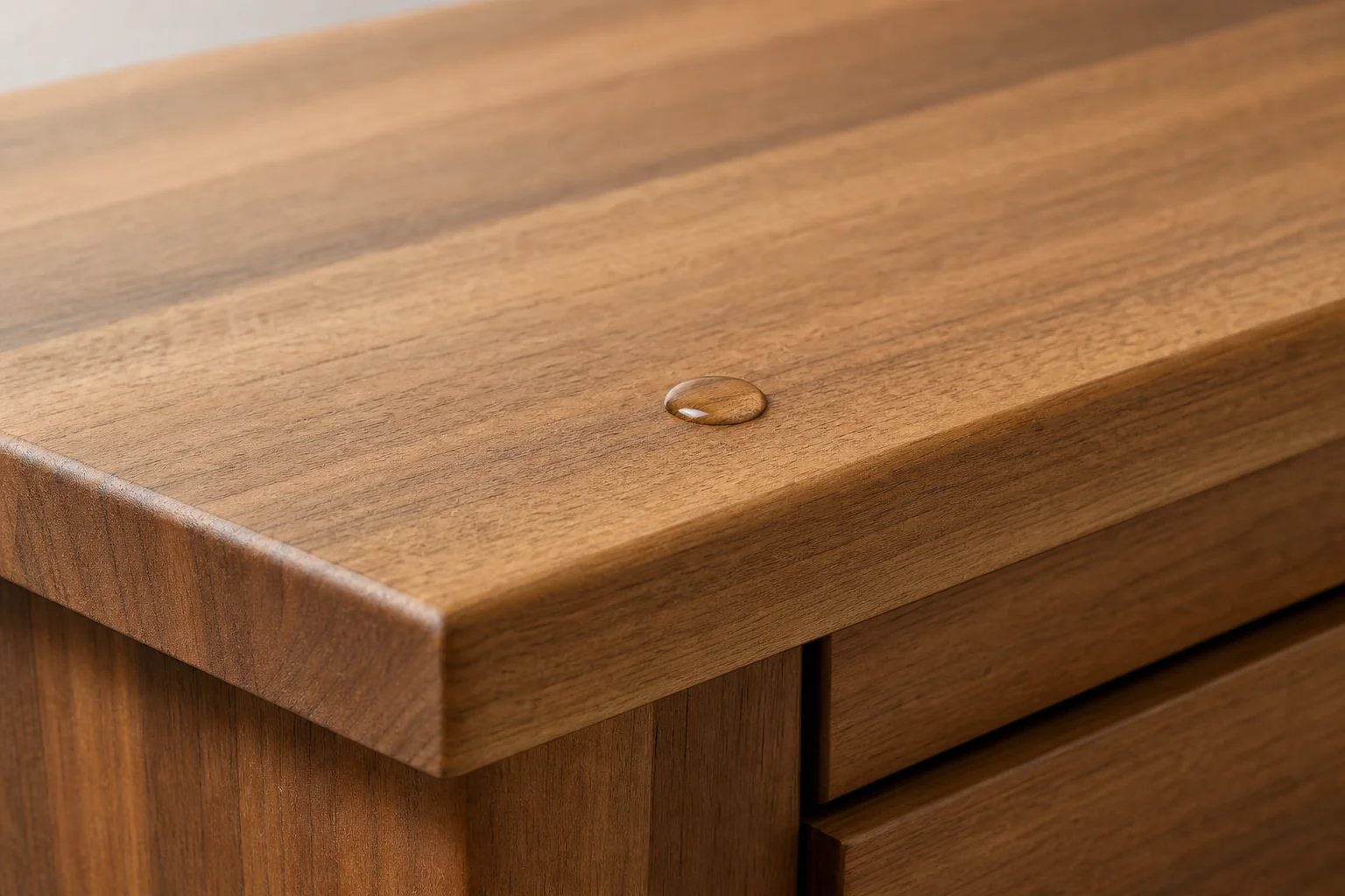 Teak Baby & Nursery Furniture in Vizag: 2026 Guide 2 Close-up of teak wood grain and finish showing smooth protective coating. Photorealistic close-up photograph of solid teak wood furniture surface showing rich grain texture and a smooth matte protective finish, warm brown tones (#8b7050