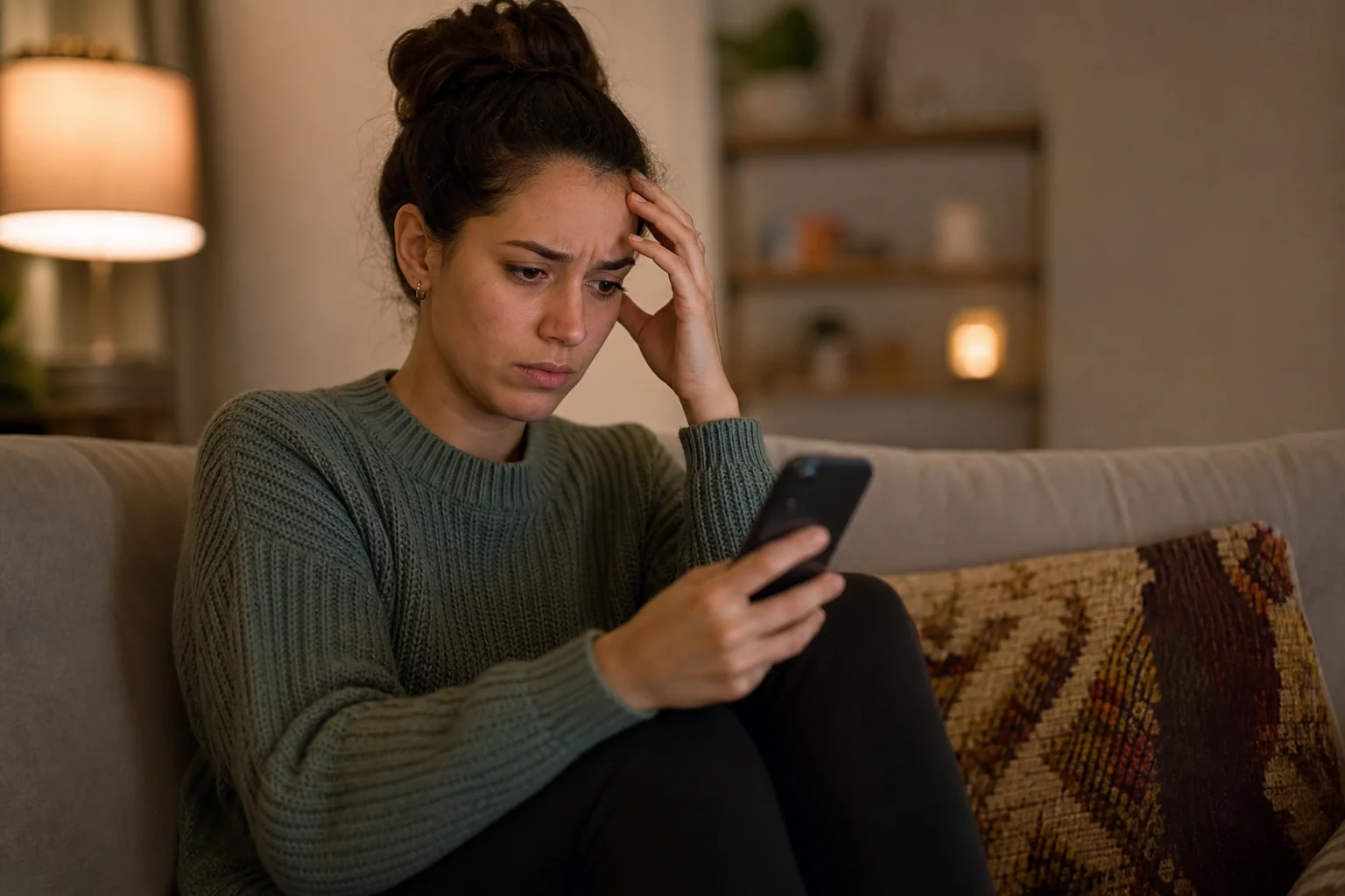 Person looking frustrated while waiting for a phone call from their attorney, representing poor communication from a personal injury law firm