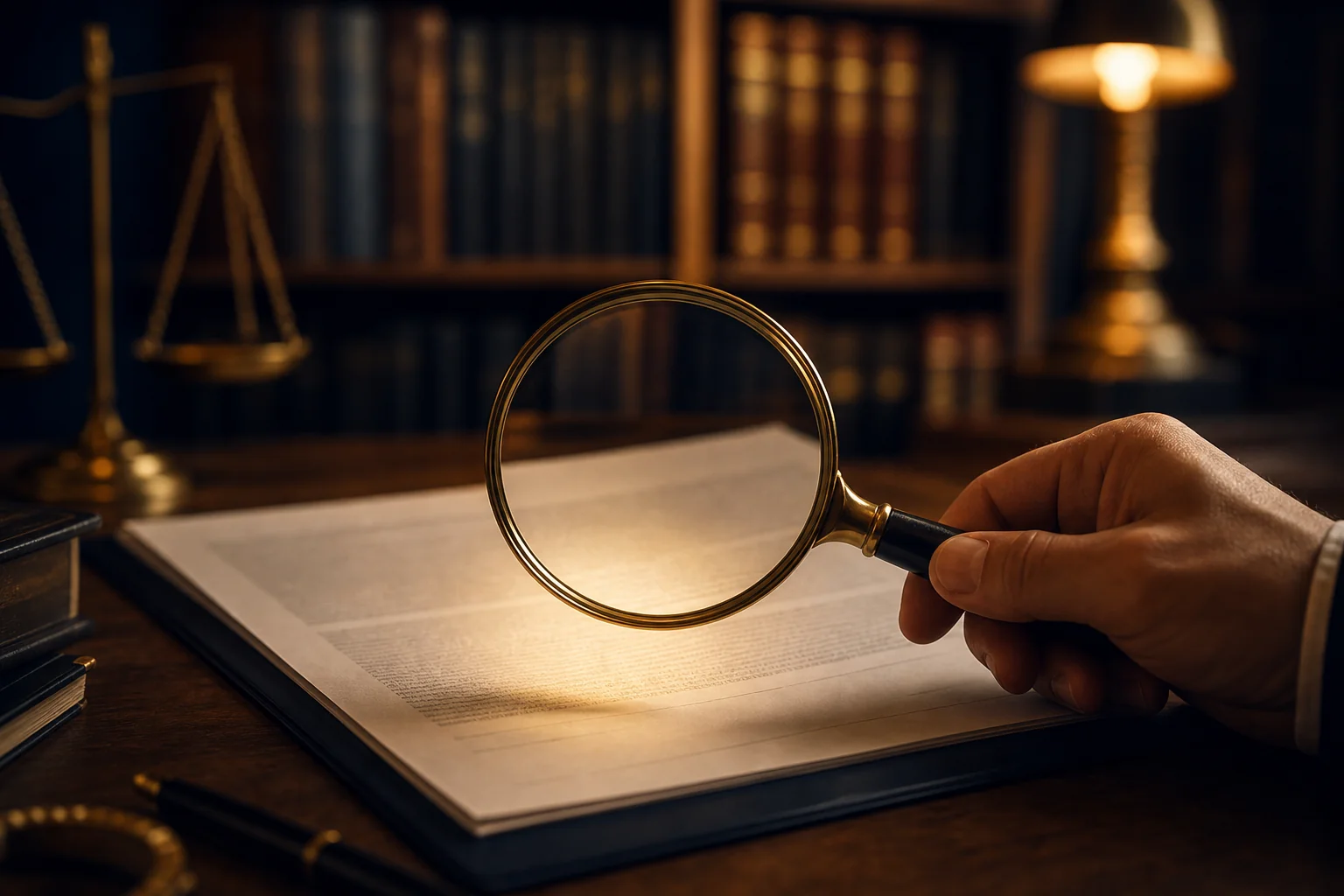 Magnifying glass over a legal document highlighting the need to scrutinize no win no fee attorney agreements