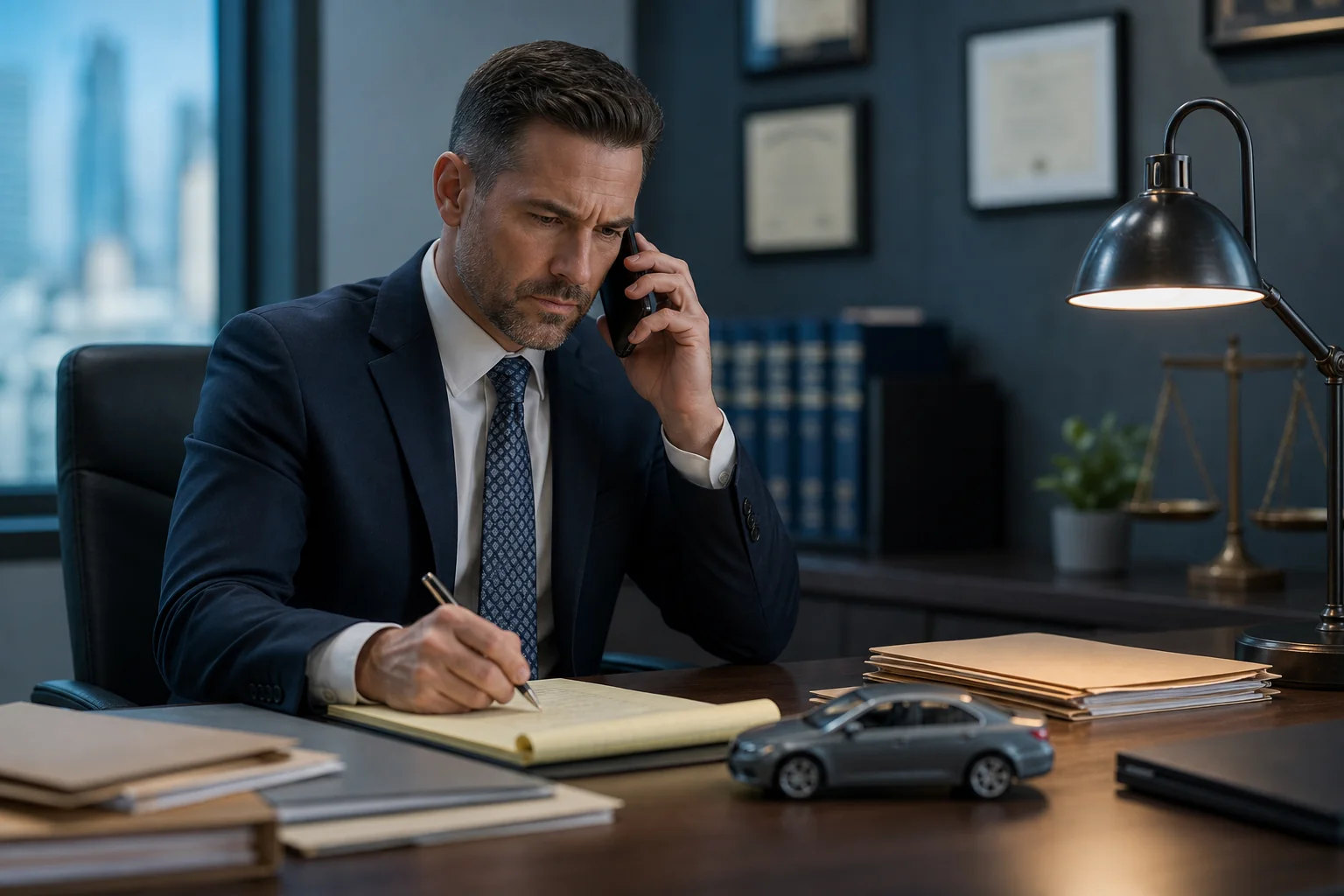 Attorney negotiating with insurance company on behalf of a rear-end accident client