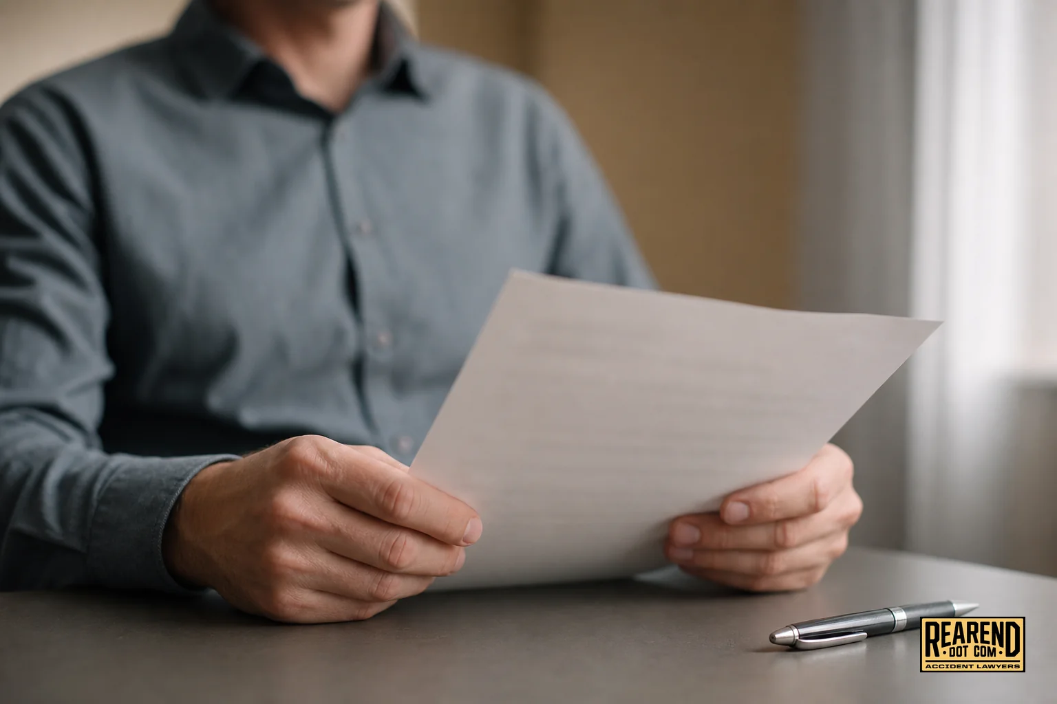 Person hesitating before signing a settlement document, representing pressure to accept an inadequate offer