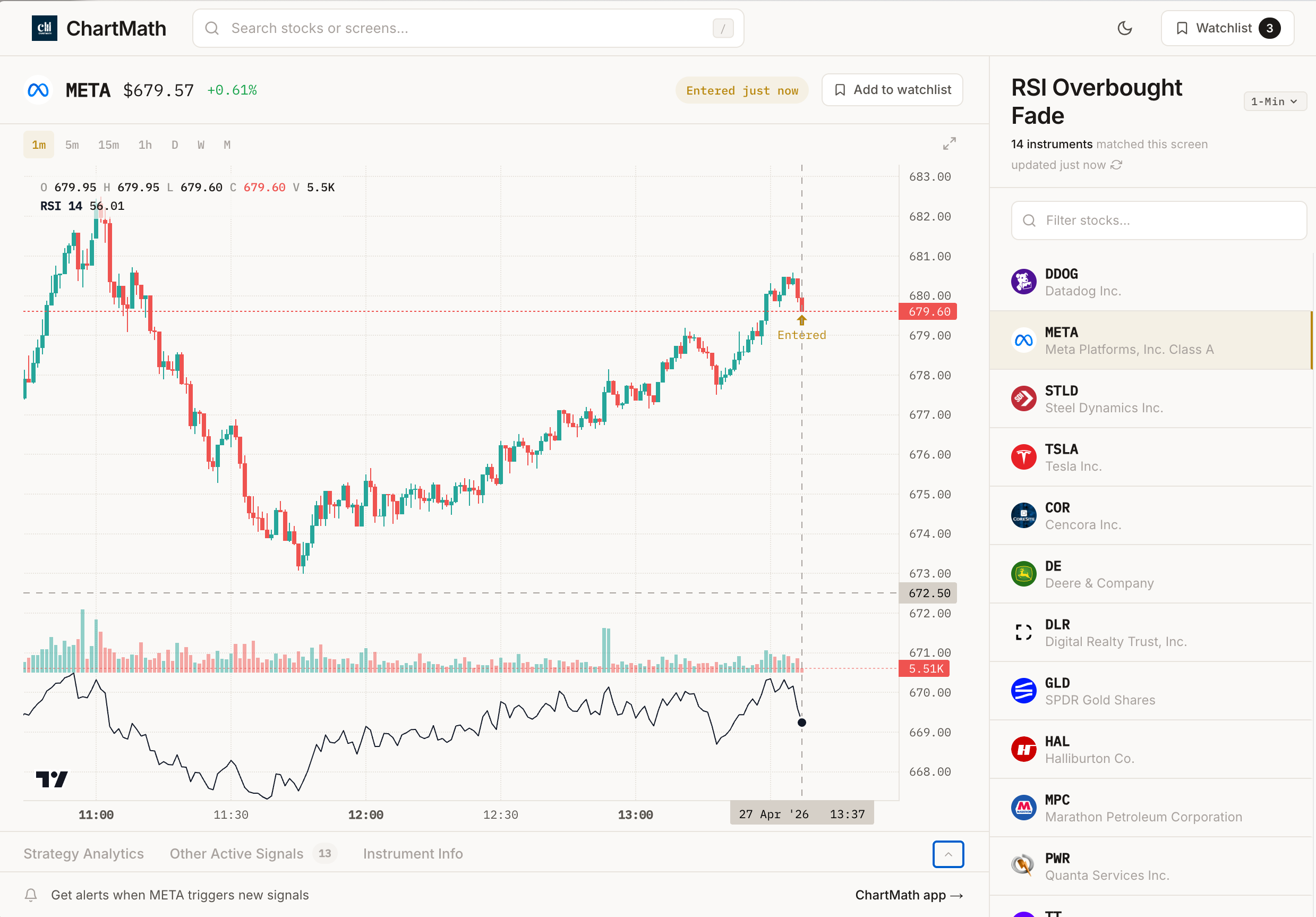 RSI divergence screener parameter settings showing timeframe and threshold configurations