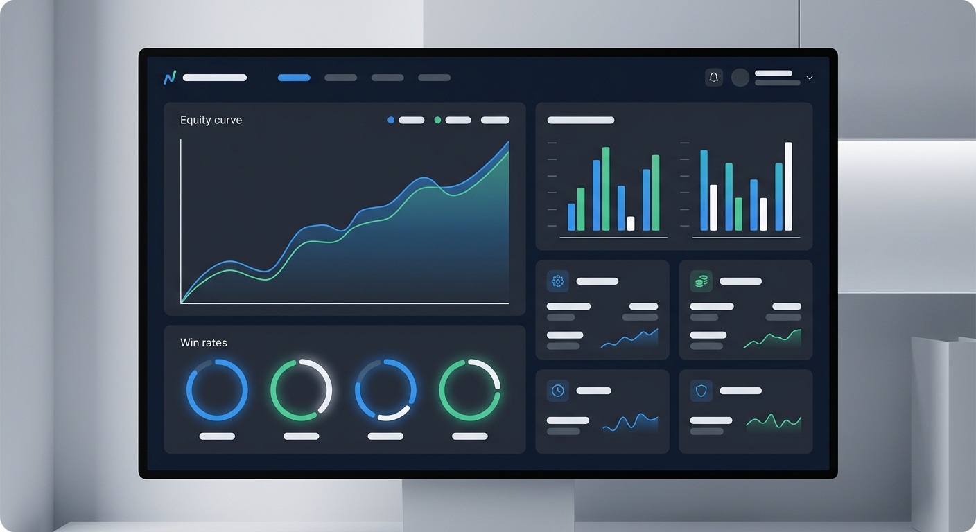 trading performance dashboard showing backtest statistics and analytics for intraday trading