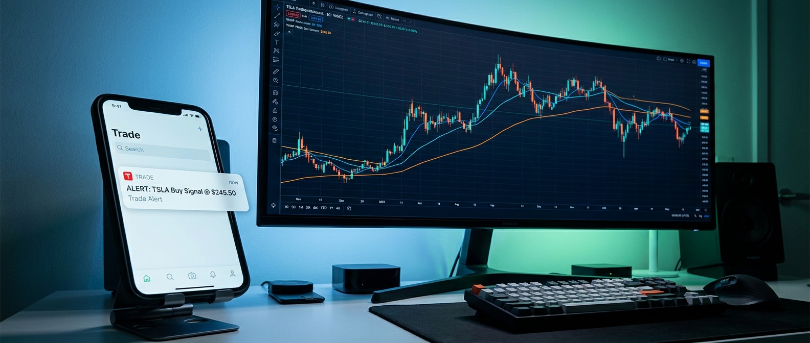 desktop charting platform showing candlestick chart with VWAP and technical indicators for trading workflow execution
