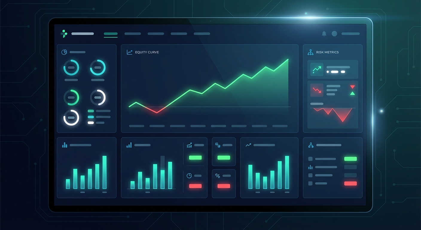 Backtest performance data visualization showing win rates, equity curves, and trading strategy metrics