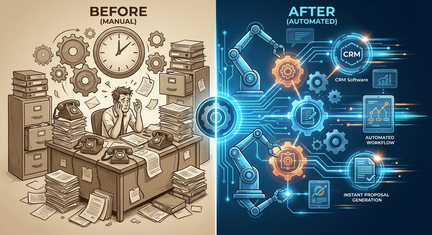 automated sales pipeline showing CRM software streamlining solar sales processes with technology