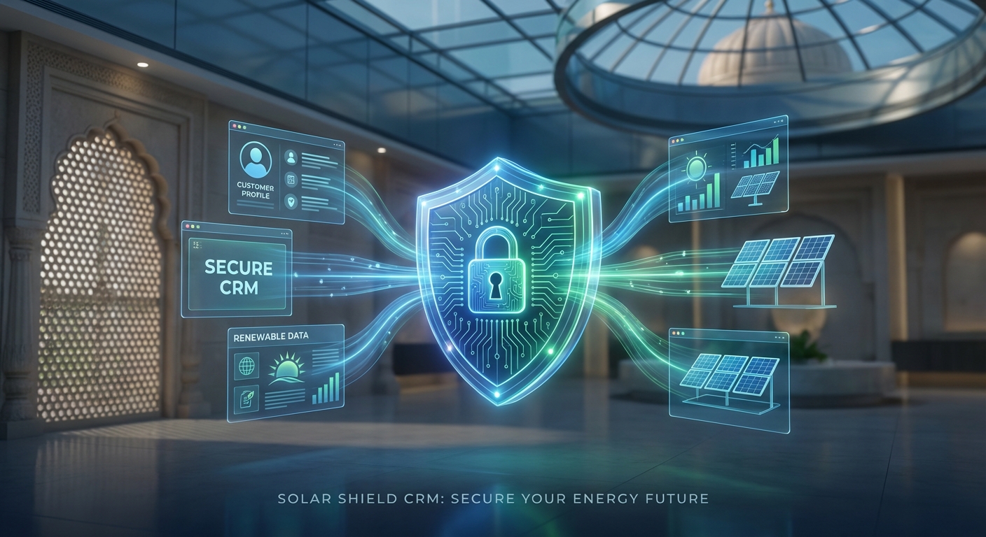 CRM security concept showing data protection for solar businesses in India