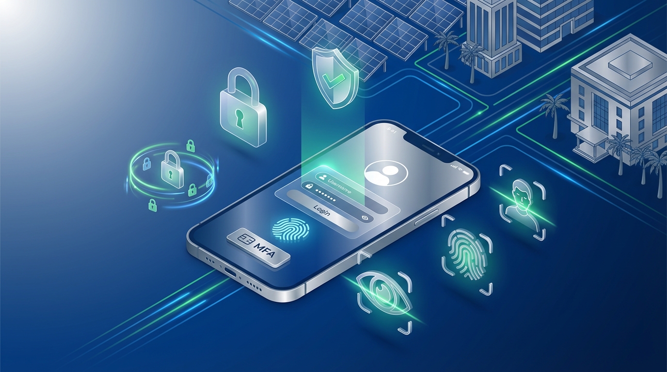 Secure mobile CRM access with multi-factor authentication for solar sales teams