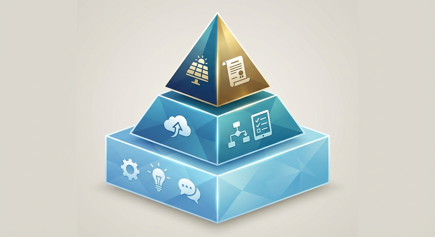 Three-tier visualization showing basic, professional, and premium proposal software features