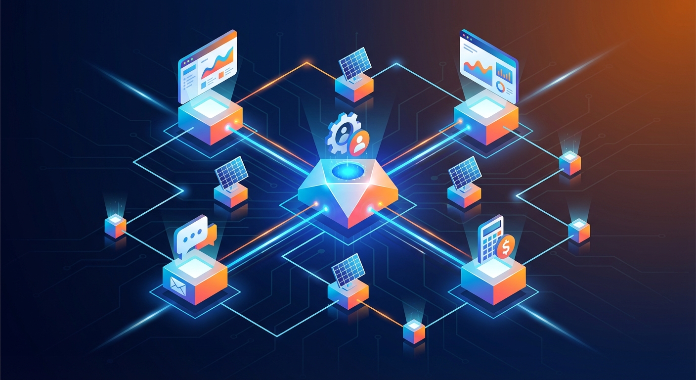 CRM integrations connecting multiple business systems for solar companies