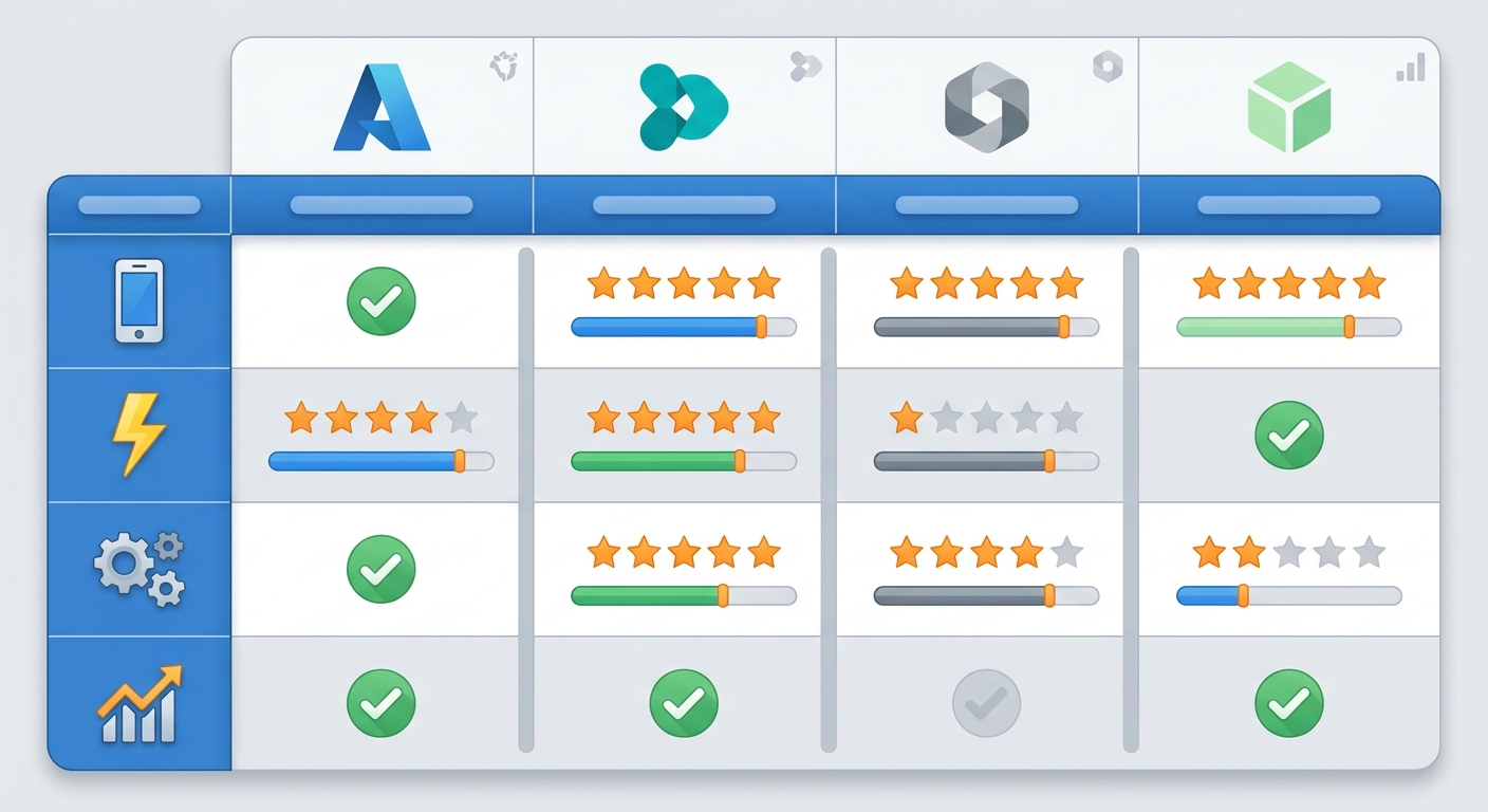 CRM tools comparison matrix showing features across different platforms