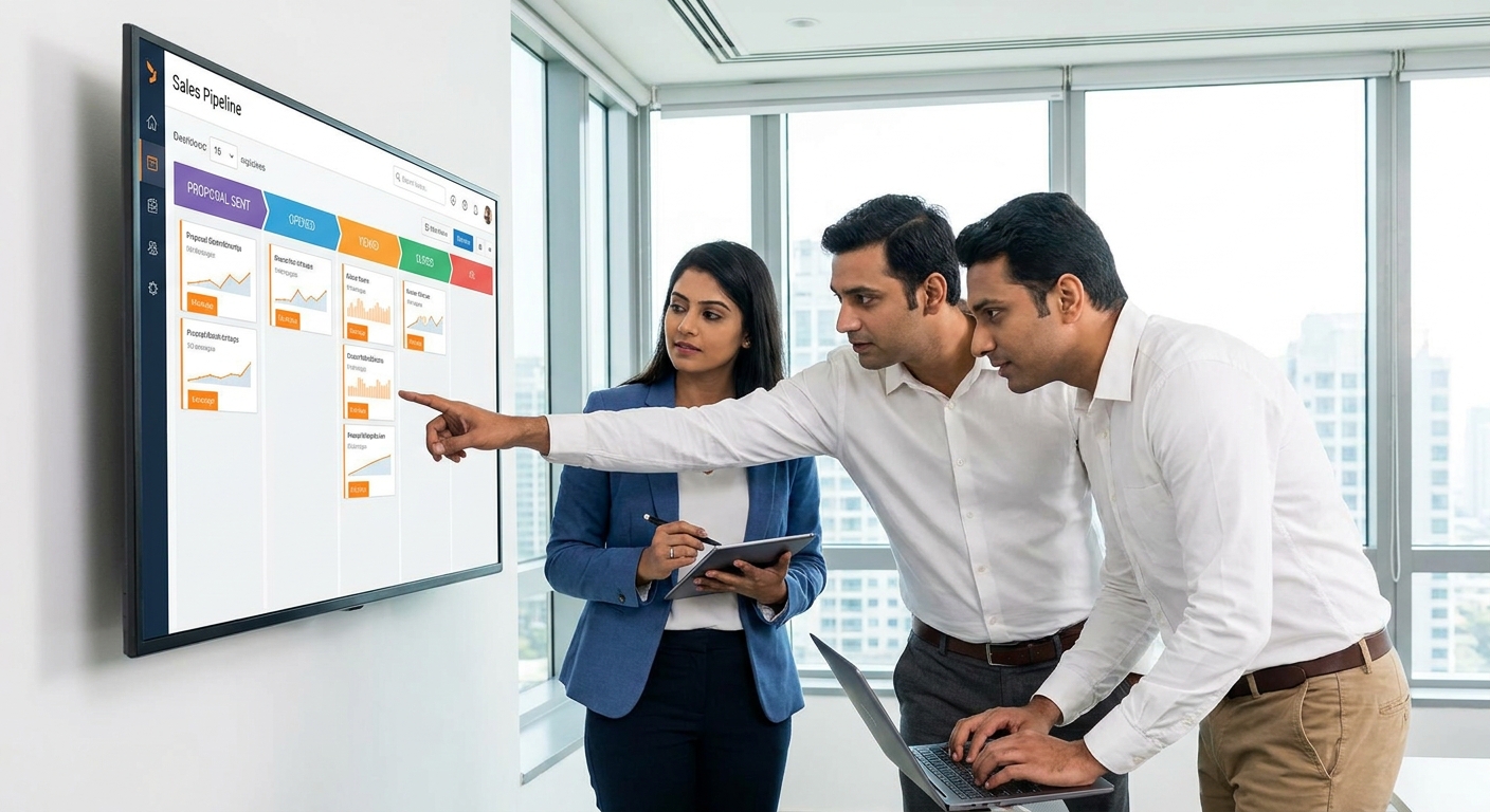solar sales team building a repeatable proposal tracking process using a shared CRM dashboard