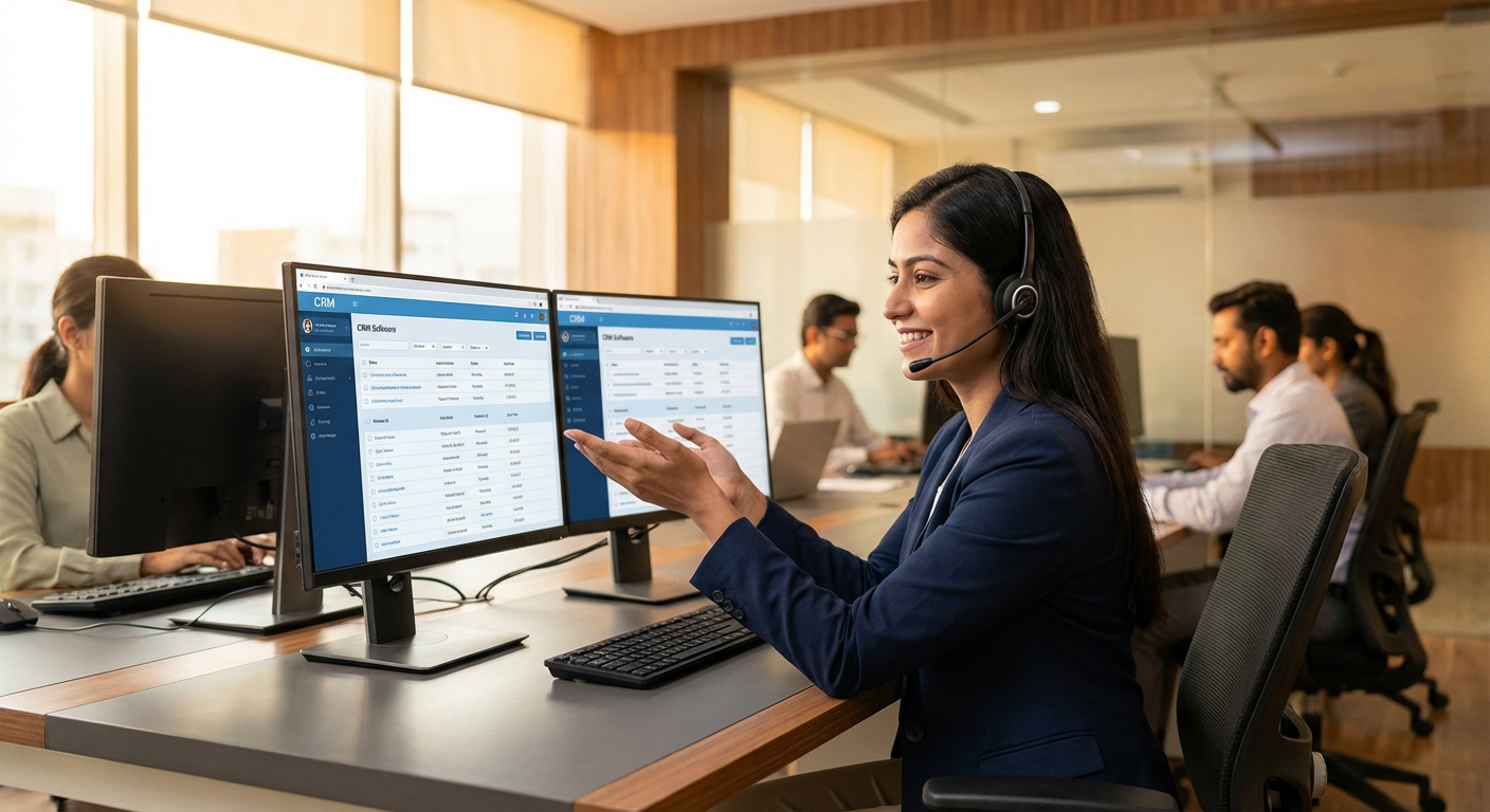 Professional customer support team providing CRM support India services to solar businesses