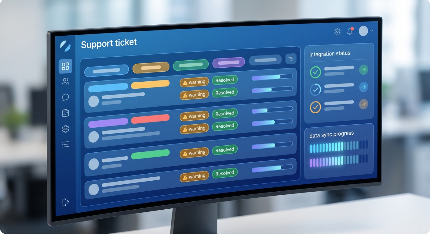 CRM dashboard showing common technical support issues and ticket management for solar companies