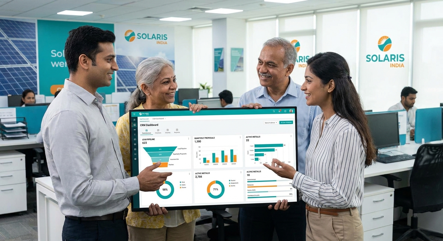 Solar sales team using proposal software dashboard to track pipeline and team performance