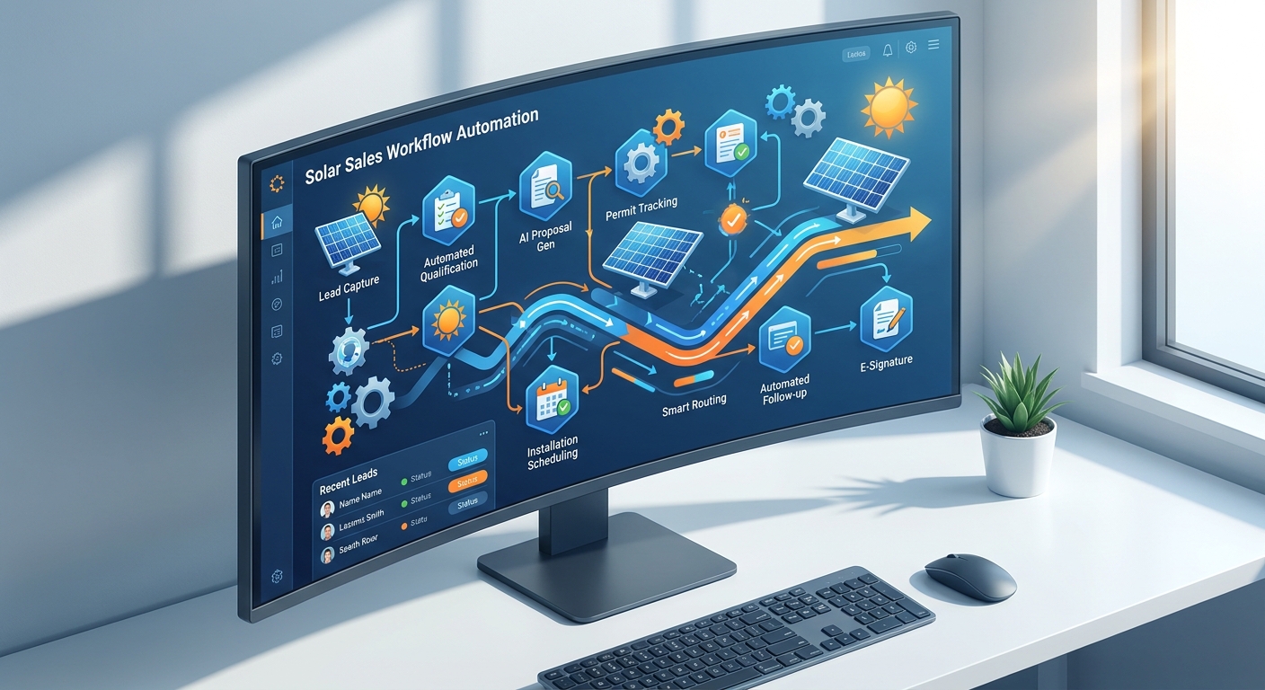 workflow automation dashboard for solar sales teams showing automated processes