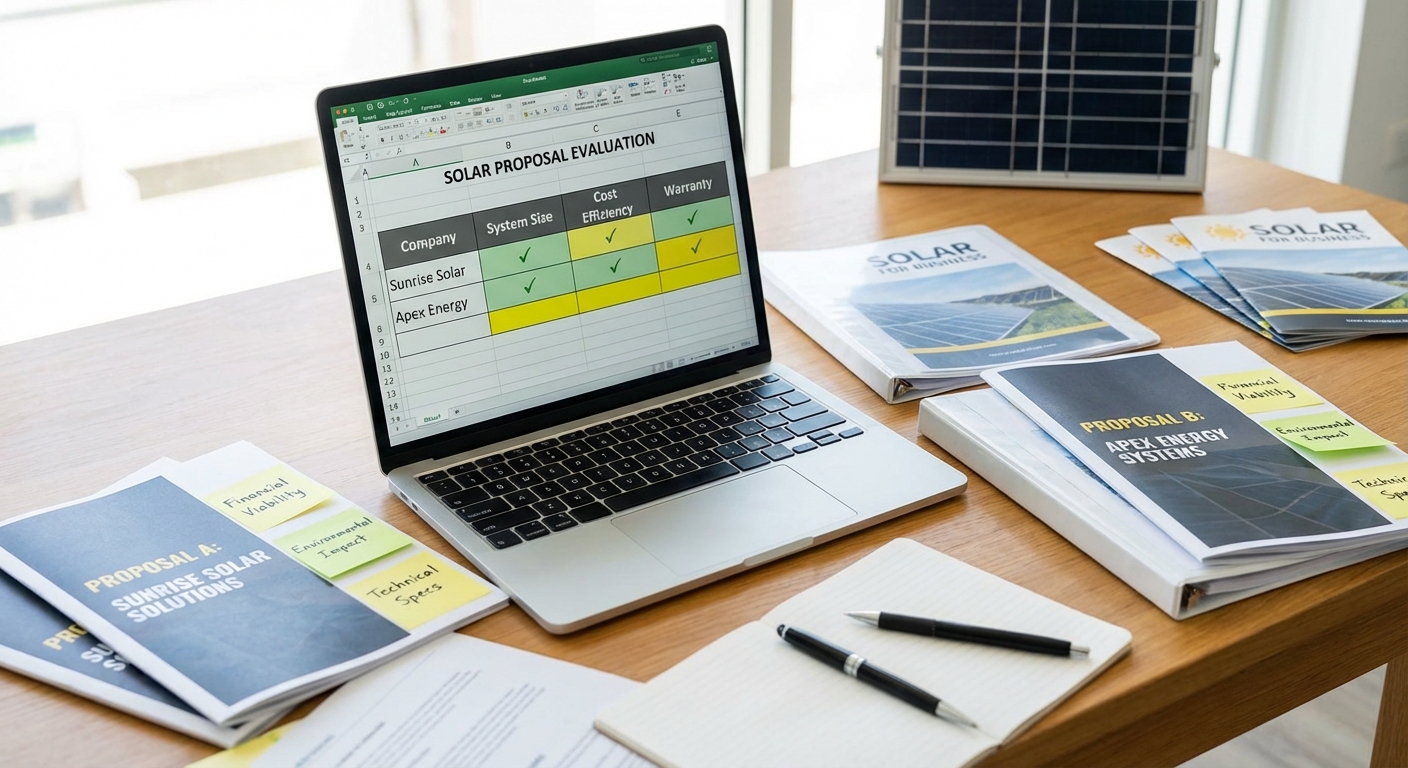 Business evaluation criteria and decision-making process for selecting proposal templates with comparison checklist