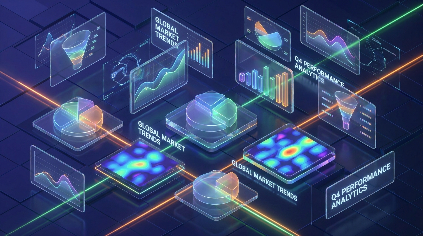 Data visualization charts showing CRM dashboard analytics with various graph types