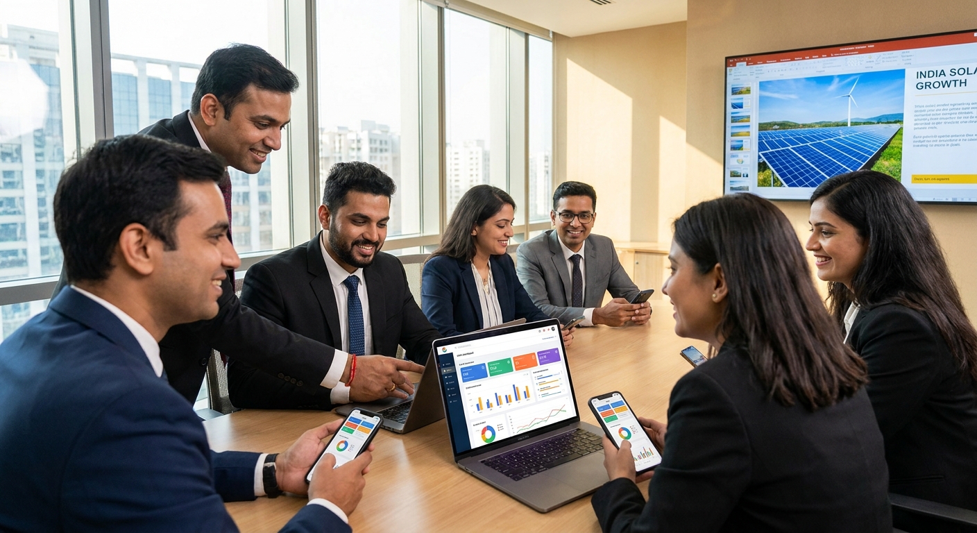 Solar sales team using QuickEst CRM dashboard on mobile and desktop devices