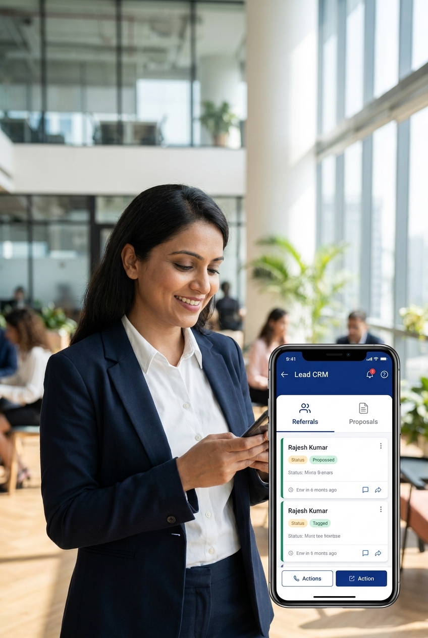 solar CRM India QuickEstimate mobile app showing customer retention tools and proposal automation features