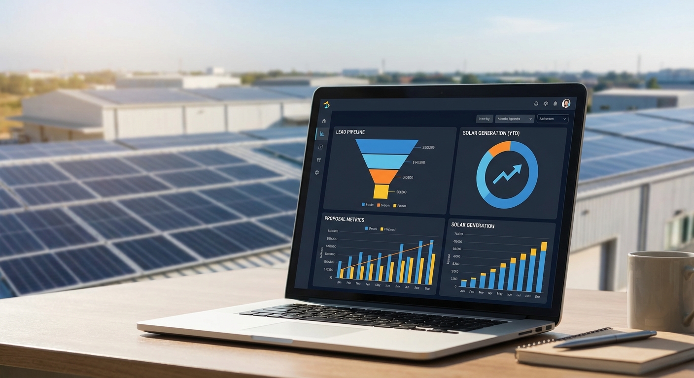 Solar CRM dashboard showing analytics and lead management for Indian solar businesses