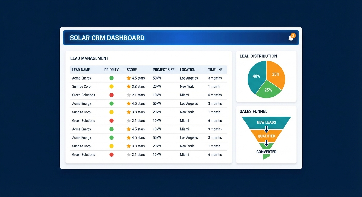 Sales conversion CRM dashboard showing lead prioritization and scoring system