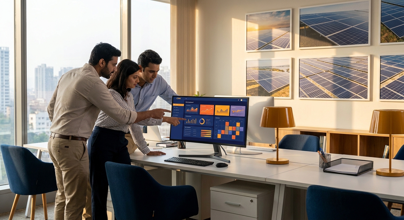 solar CRM task management dashboard showing team follow-up reminders and task lists