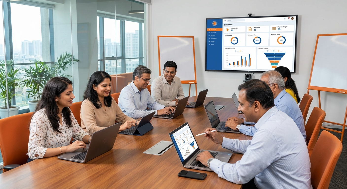 CRM onboarding India training session for solar business team