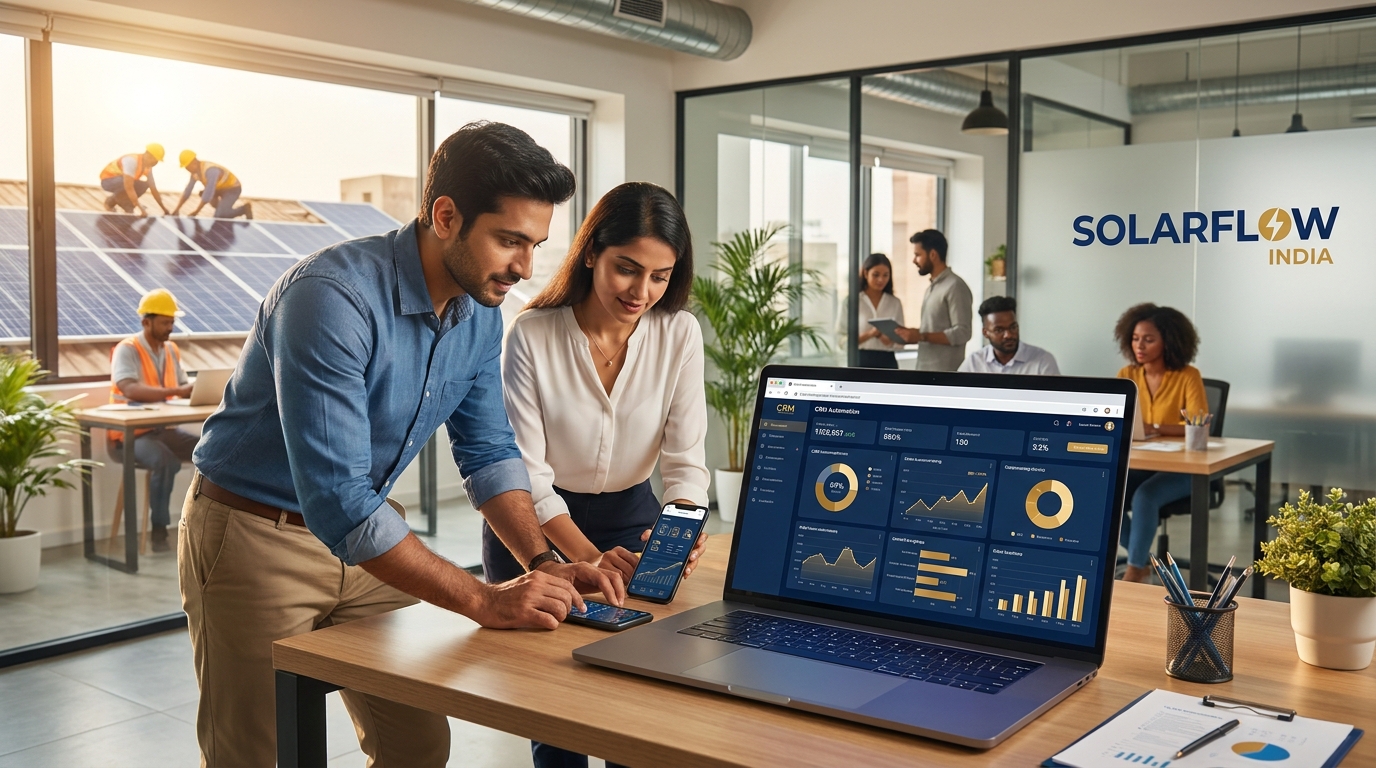 CRM automation dashboard used by solar sales team in India