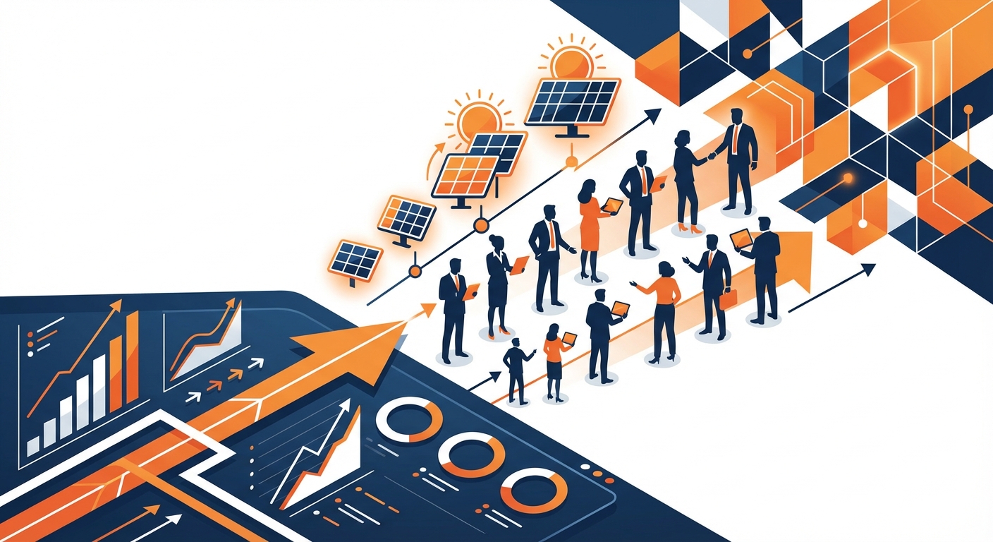 CRM scalability visualization showing business growth trajectory for solar companies