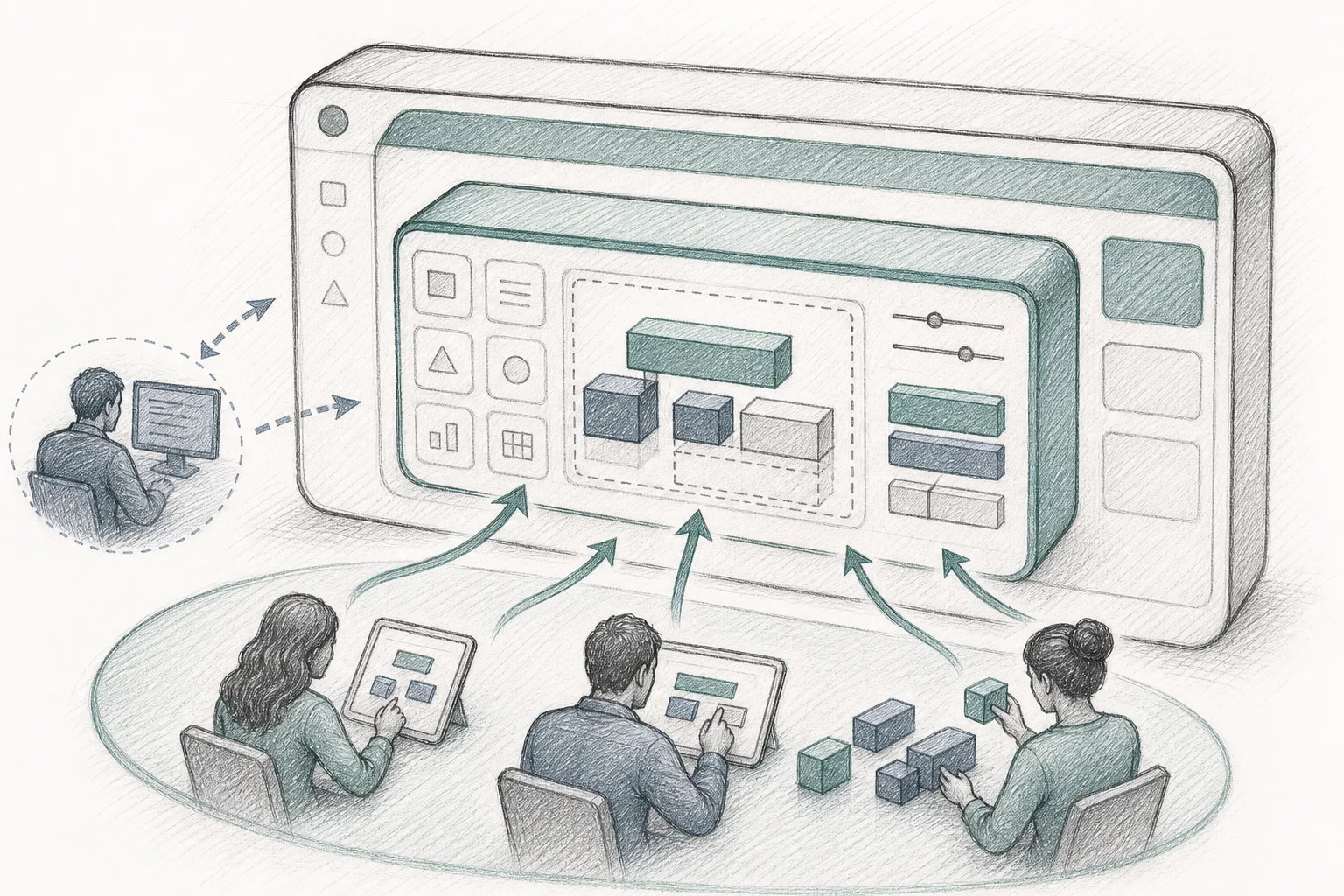 Embedded AI extension builder layer inside a SaaS platform enabling customers to self-serve custom microapps