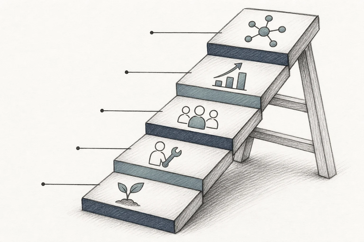 Five-step rollout ladder for enterprise extensibility: from seeded marketplace to self-serve customization with governance guardrails