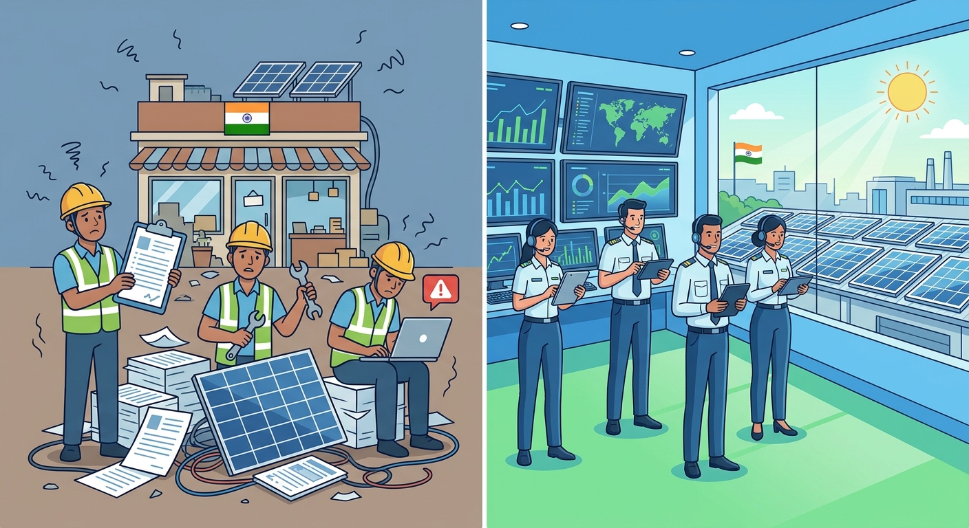 solar O&M cost comparison between in-house team and outsourced provider in India