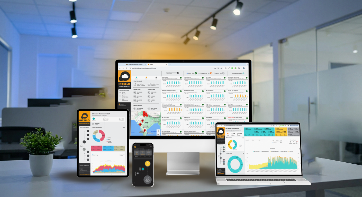 solar O&M monitoring dashboard showing performance analytics for solar assets in India