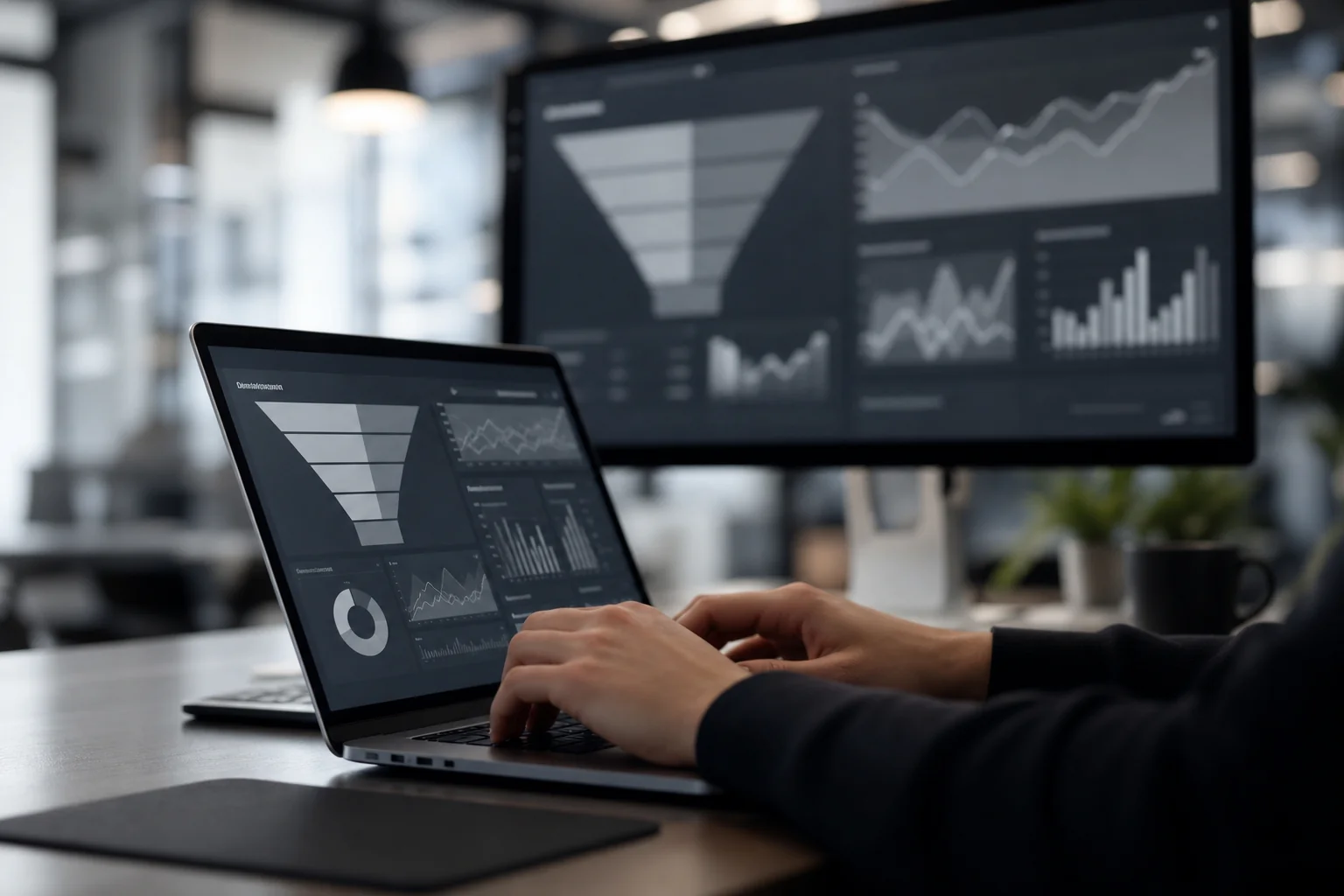 Analytics dashboard showing conversion funnel data used to evaluate a UI UX design agency's case study results