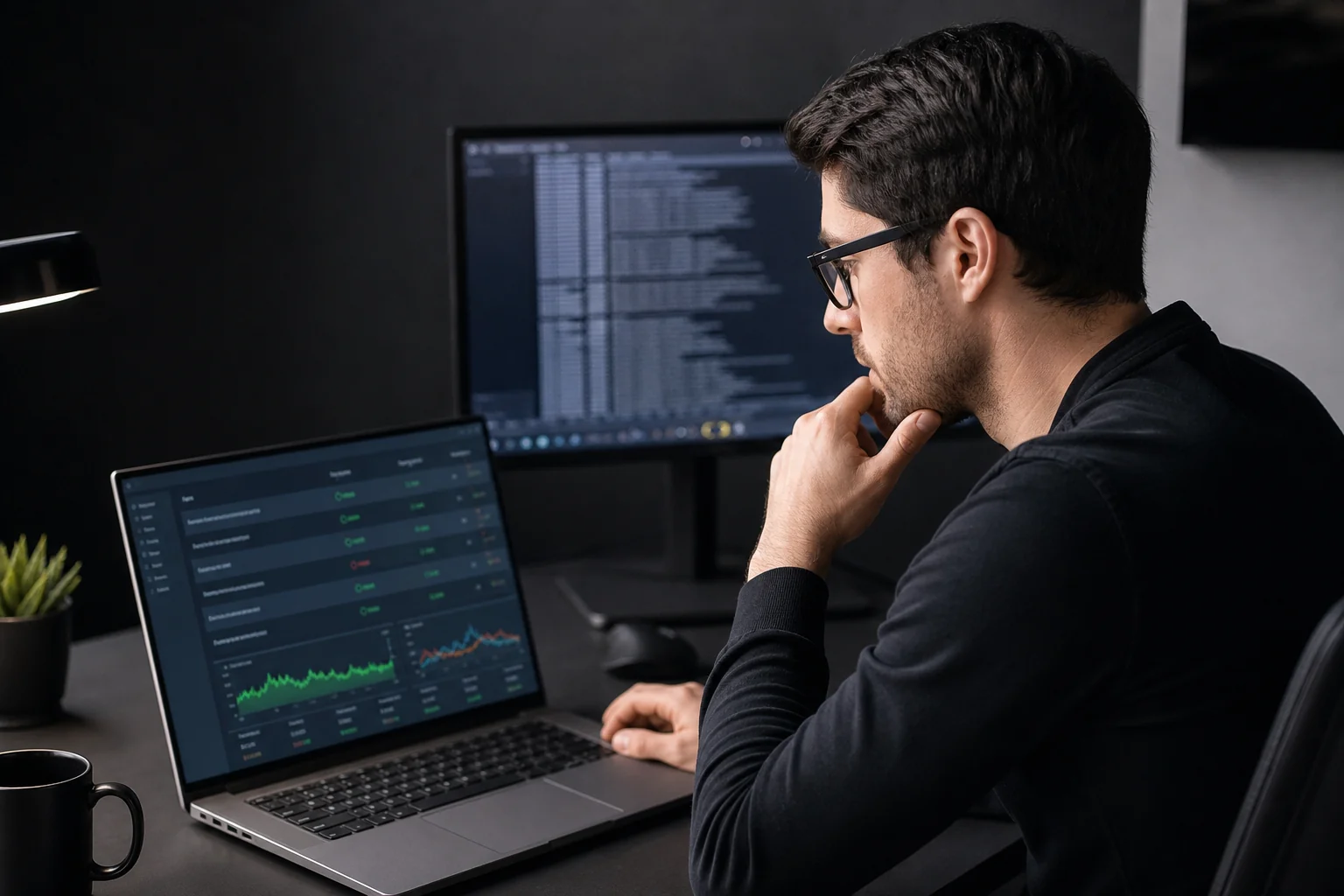 Software quality assurance engineer reviewing a testing dashboard with pass and fail status indicators