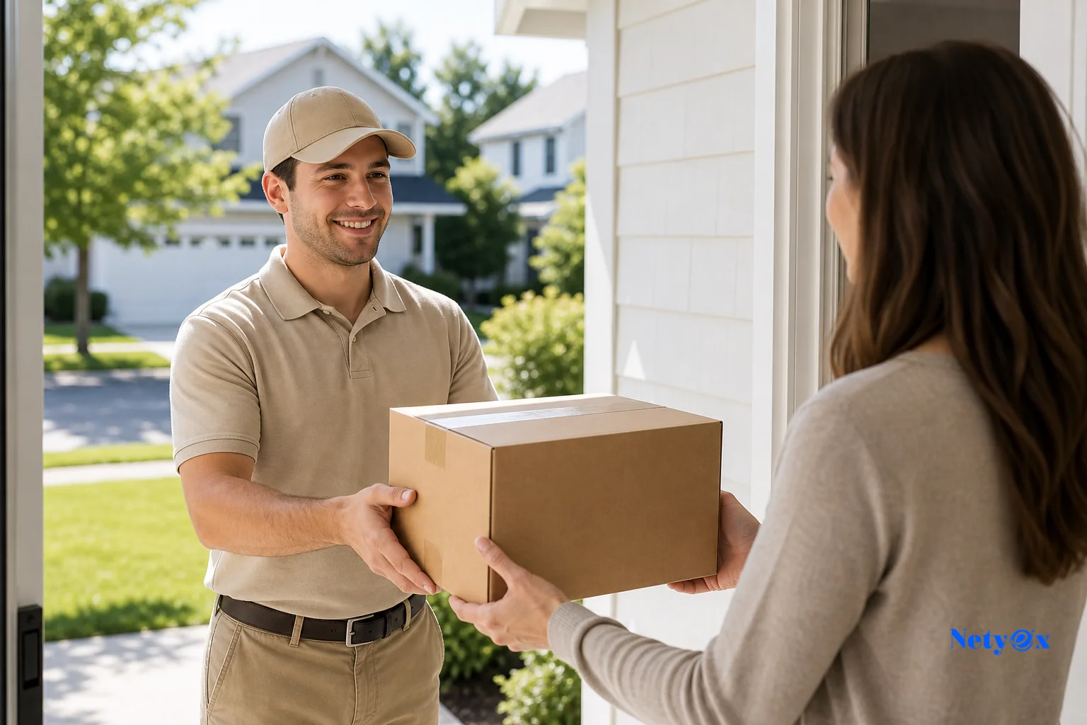 Express courier delivering an international shipment from India representing fast 5-8 business day delivery to the USA