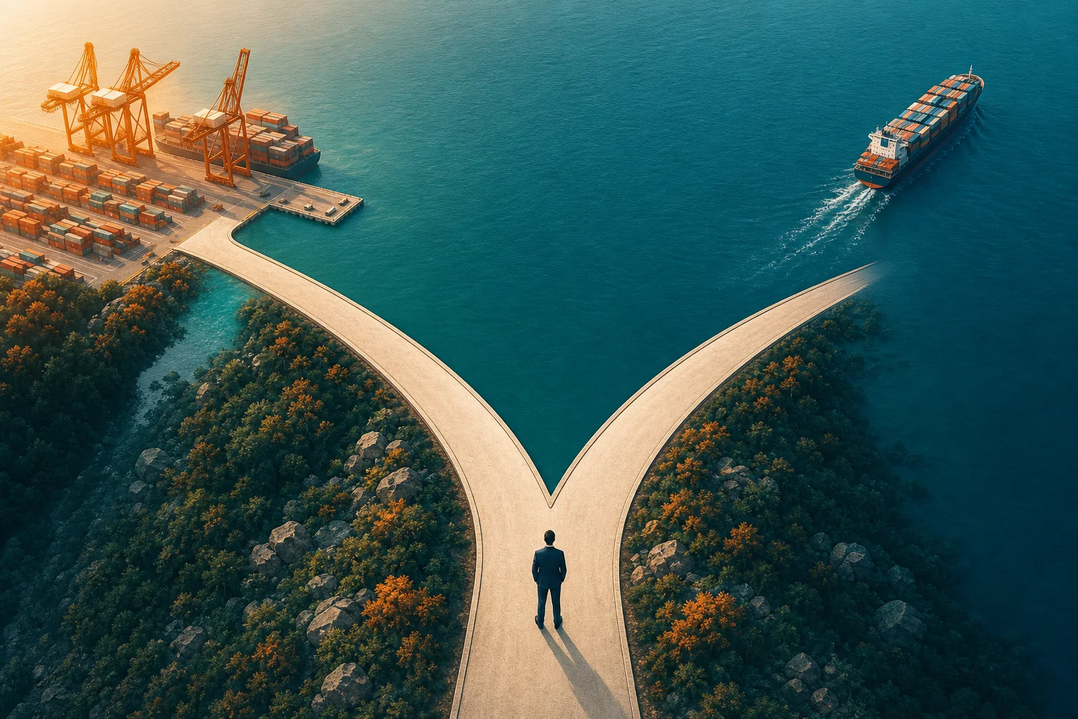 Two diverging paths representing the FOB vs CIF decision for importers sourcing from India