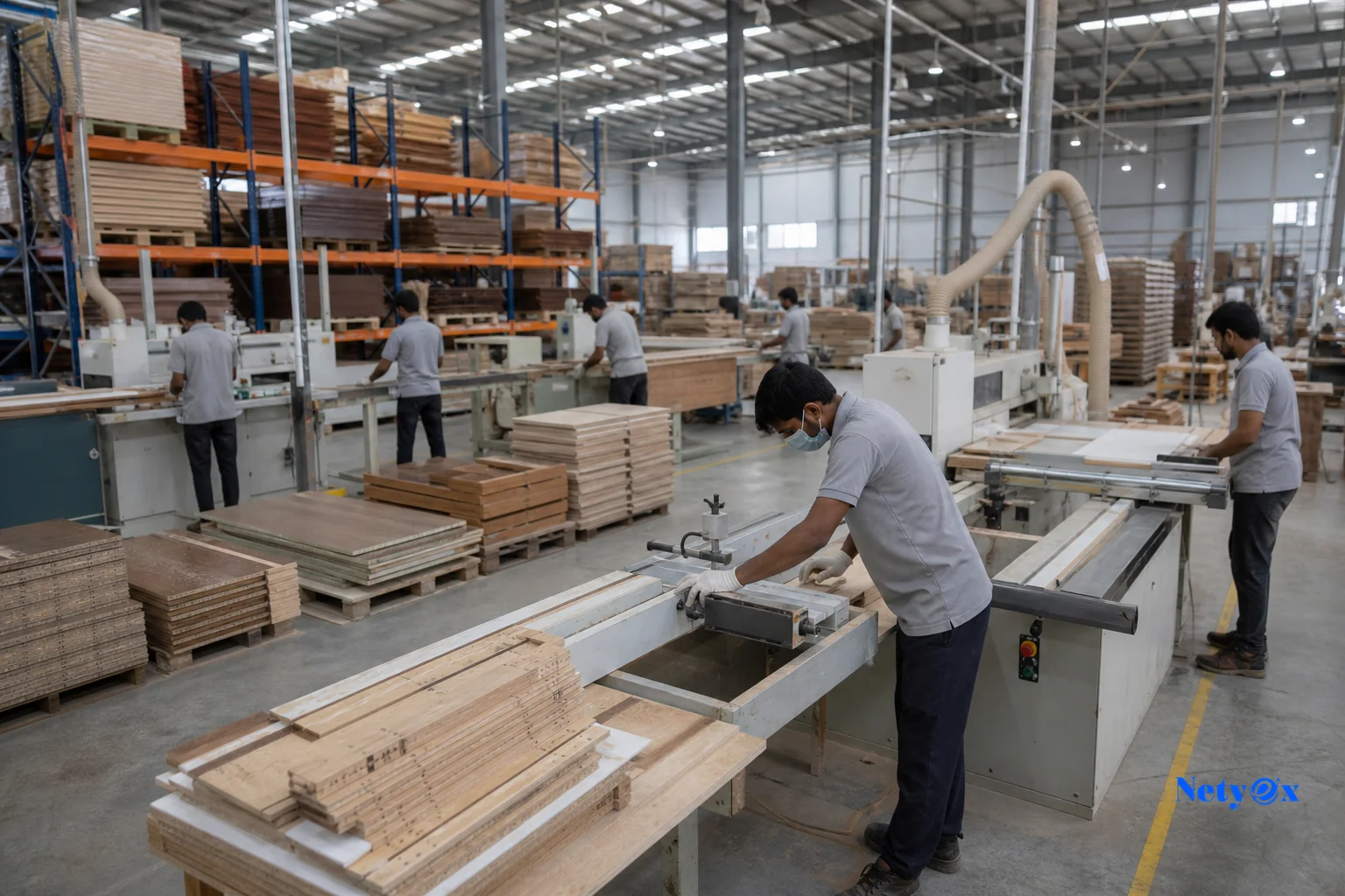 Production line inside an Indian manufacturing unit showing machinery and workforce capacity