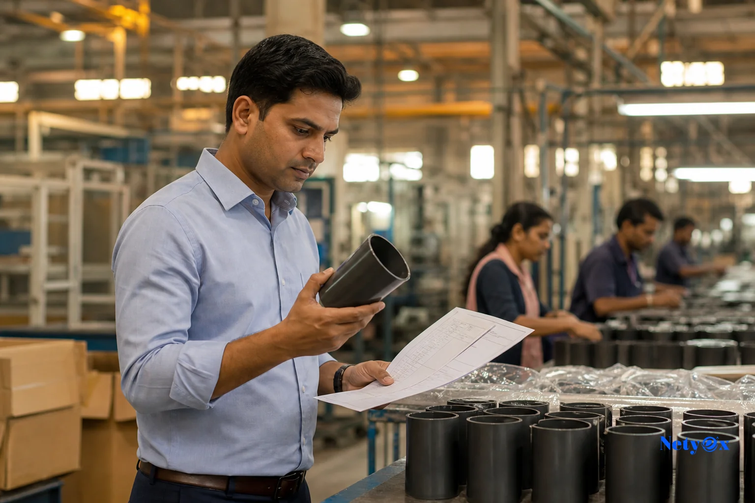 Sourcing agent verifying an Indian manufacturer's production quality and quotation for an Amazon FBA order