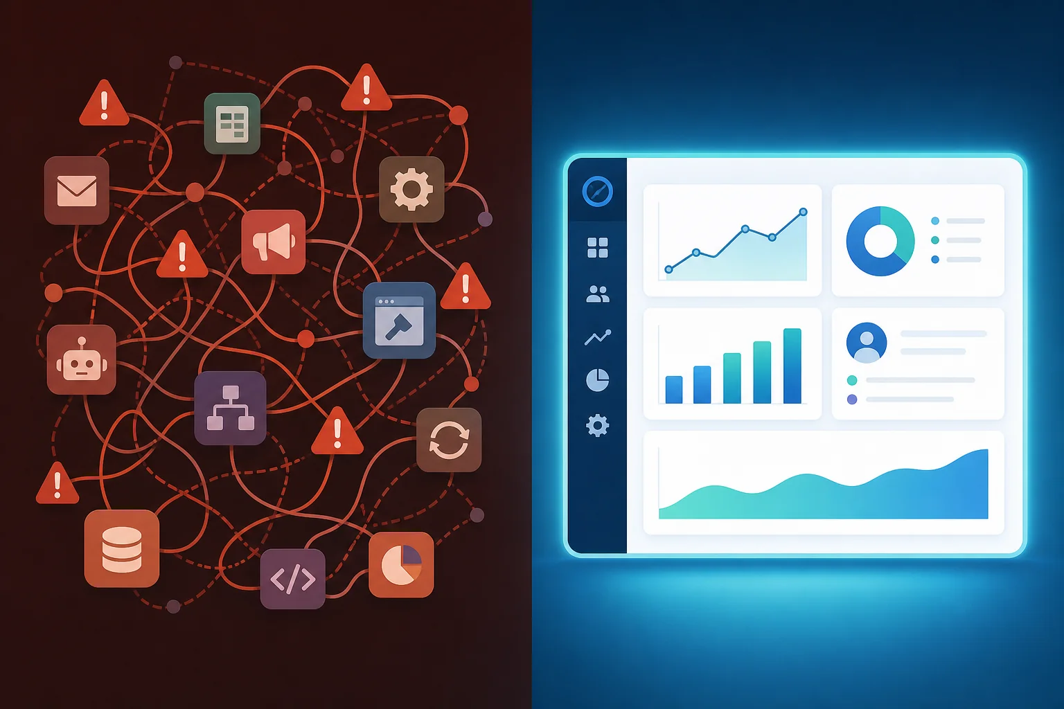 Comparison between fragmented risky automation tools and one unified safe LinkedIn growth platform