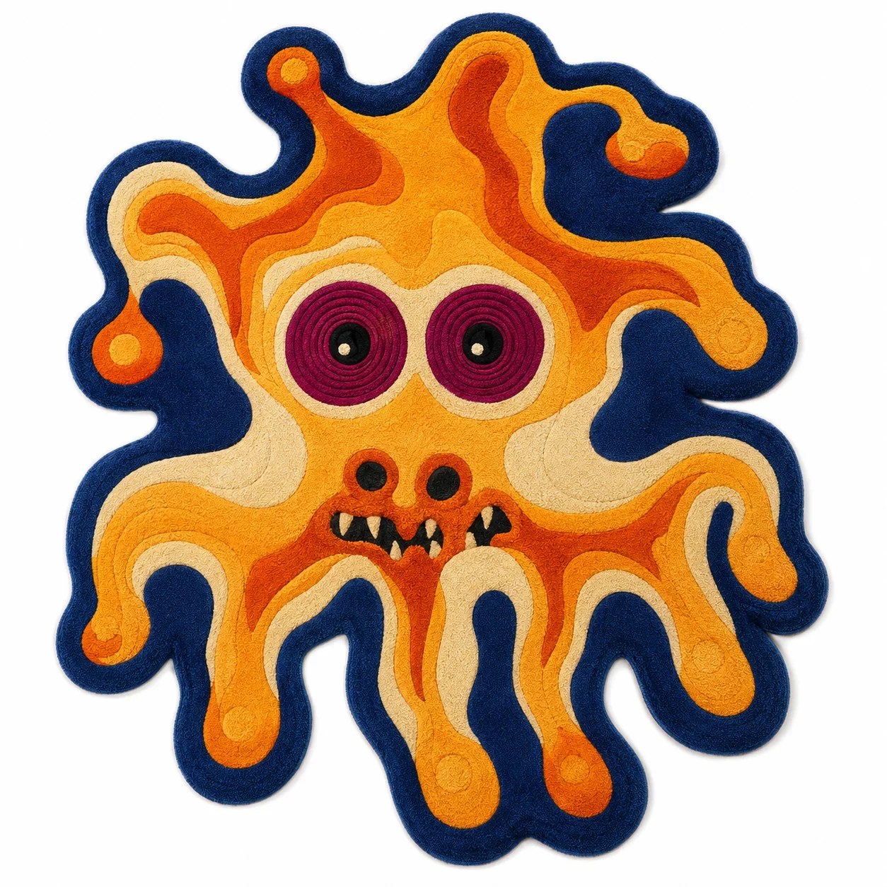 Product photo of "ColorSplash Monster Hand Tufted Wool Rug". Product Specifications Specification Details Product Name ColorSplash Monster Rug Product Type Statement / Area Rug Construction Hand Tufte